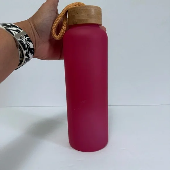 Pink Glass Tumbler with Bamboo Lid Even My Anxiety Has Anxiety - Picture 5 of 5